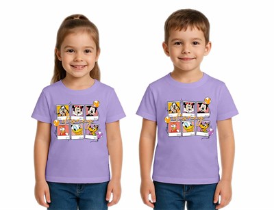Unisex Disney Baskılı Çocuk Tişört pamuklu penye kumaş