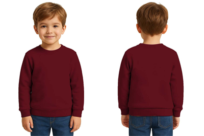 Unisex Düz Baskısız Çocuk Sweatshirt  3 İplik Şardonlu Kumaş
