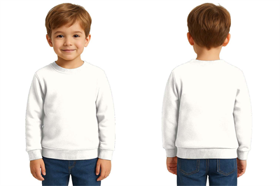 Unisex Düz Baskısız Çocuk Sweatshirt  3 İplik Şardonlu Kumaş