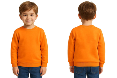 Unisex Düz Baskısız Çocuk Sweatshirt  3 İplik Şardonlu Kumaş