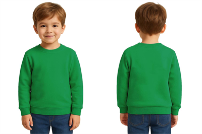 Unisex Düz Baskısız Çocuk Sweatshirt  3 İplik Şardonlu Kumaş