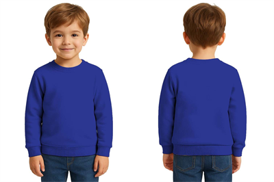 Unisex Düz Baskısız Çocuk Sweatshirt  3 İplik Şardonlu Kumaş