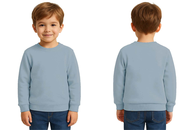 Unisex Düz Baskısız Çocuk Sweatshirt  3 İplik Şardonlu Kumaş