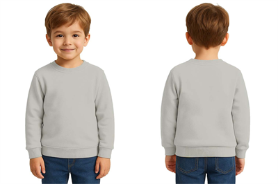 Unisex Düz Baskısız Çocuk Sweatshirt  3 İplik Şardonlu Kumaş