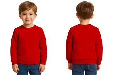 Unisex Düz Baskısız Çocuk Sweatshirt  3 İplik Şardonlu Kumaş