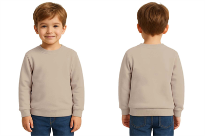 Unisex Düz Baskısız Çocuk Sweatshirt  3 İplik Şardonlu Kumaş