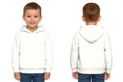 Unisex Düz Baskısız Çocuk Sweatshirt Kapüşonlu 3 İplik Şardonlu Kumaş