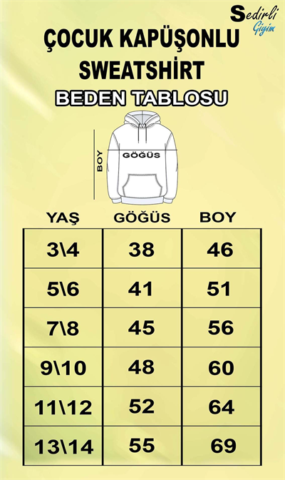 Unisex Düz Baskısız Çocuk Sweatshirt Kapüşonlu 3 İplik Şardonlu Kumaş