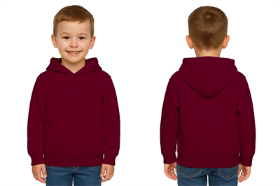 Unisex Düz Baskısız Çocuk Sweatshirt Kapüşonlu 3 İplik Şardonlu Kumaş
