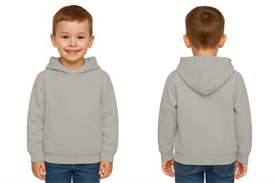 Unisex Düz Baskısız Çocuk Sweatshirt Kapüşonlu 3 İplik Şardonlu Kumaş