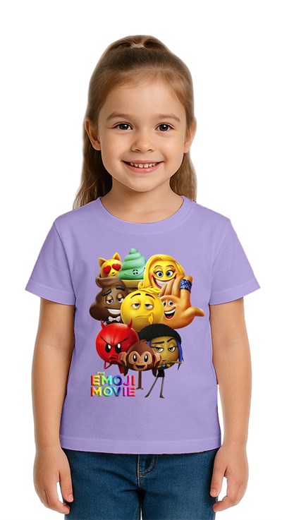 Unisex Emoji baskılı Çocuk Tişört pamuklu penye kumaş