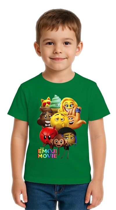 Unisex Emoji baskılı Çocuk Tişört pamuklu penye kumaş