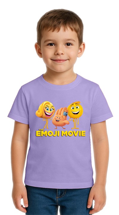 Unisex Emoji baskılı Çocuk Tişört pamuklu penye kumaş