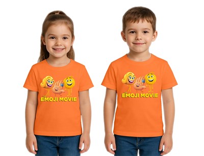 Unisex Emoji baskılı Çocuk Tişört pamuklu penye kumaş