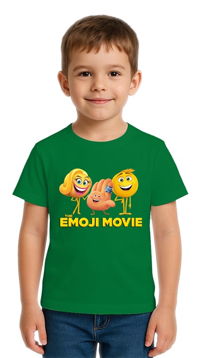 Unisex Emoji baskılı Çocuk Tişört pamuklu penye kumaş
