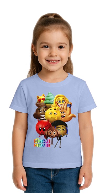 Unisex Emoji baskılı Çocuk Tişört pamuklu penye kumaş