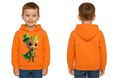 Unisex Groot Baskılı Çocuk Swaetshirt Kapüşonlu 3 İplik Şardonlu