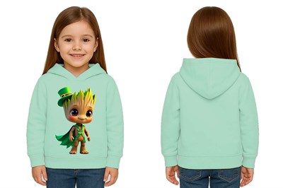 Unisex Groot Baskılı Çocuk Swaetshirt Kapüşonlu 3 İplik Şardonlu