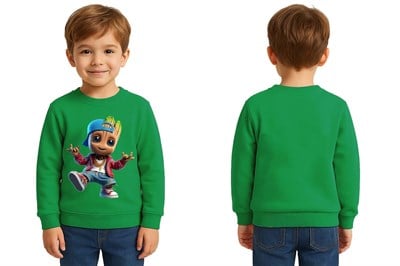Unisex Groot Baskılı Çocuk Swaetshirt 3 İplik Şardonlu