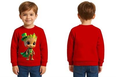 Unisex Groot Baskılı Çocuk Swaetshirt 3 İplik Şardonlu