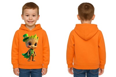 Unisex Groot Baskılı Çocuk Swaetshirt Kapüşonlu 3 İplik Şardonlu