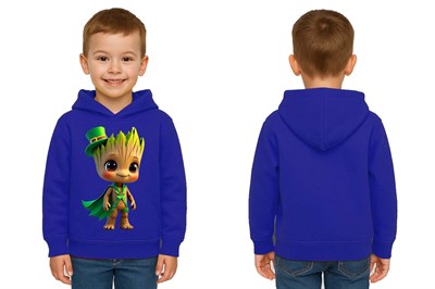 Unisex Groot Baskılı Çocuk Swaetshirt Kapüşonlu 3 İplik Şardonlu