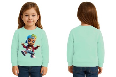 Unisex Groot Baskılı Çocuk Swaetshirt 3 İplik Şardonlu