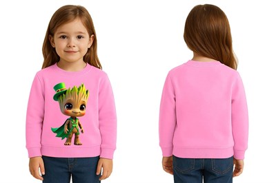 Unisex Groot Baskılı Çocuk Swaetshirt 3 İplik Şardonlu
