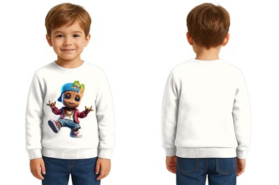 Unisex Groot Baskılı Çocuk Swaetshirt 3 İplik Şardonlu