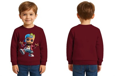 Unisex Groot Baskılı Çocuk Swaetshirt 3 İplik Şardonlu