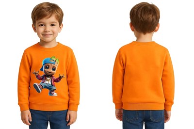 Unisex Groot Baskılı Çocuk Swaetshirt 3 İplik Şardonlu