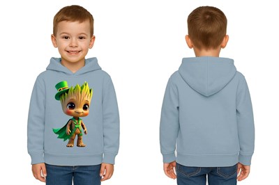 Unisex Groot Baskılı Çocuk Swaetshirt Kapüşonlu 3 İplik Şardonlu