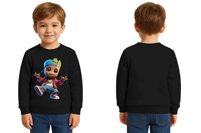 Unisex Groot Baskılı Çocuk Swaetshirt 3 İplik Şardonlu