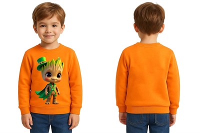 Unisex Groot Baskılı Çocuk Swaetshirt 3 İplik Şardonlu