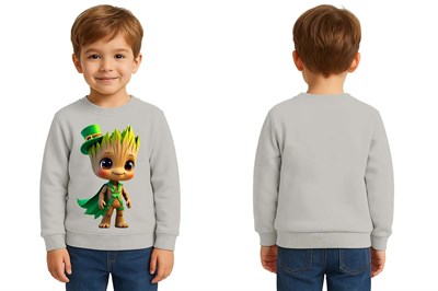 Unisex Groot Baskılı Çocuk Swaetshirt 3 İplik Şardonlu