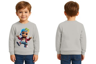 Unisex Groot Baskılı Çocuk Swaetshirt 3 İplik Şardonlu