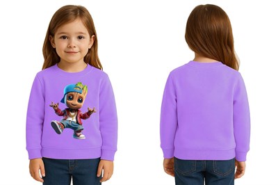 Unisex Groot Baskılı Çocuk Swaetshirt 3 İplik Şardonlu