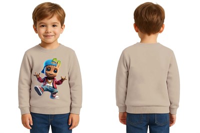 Unisex Groot Baskılı Çocuk Swaetshirt 3 İplik Şardonlu