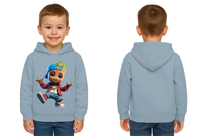 Unisex Groot Baskılı Çocuk Swaetshirt Kapüşonlu 3 İplik Şardonlu