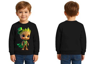 Unisex Groot Baskılı Çocuk Swaetshirt 3 İplik Şardonlu