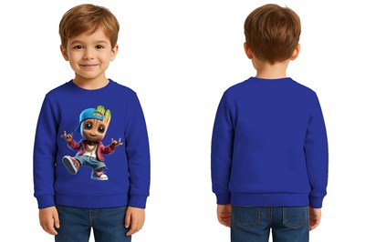 Unisex Groot Baskılı Çocuk Swaetshirt 3 İplik Şardonlu