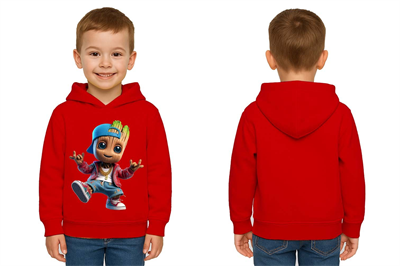 Unisex Groot Baskılı Çocuk Swaetshirt Kapüşonlu 3 İplik Şardonlu