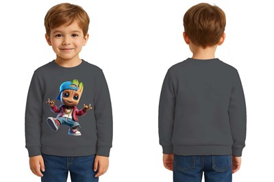Unisex Groot Baskılı Çocuk Swaetshirt 3 İplik Şardonlu