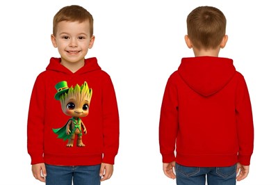 Unisex Groot Baskılı Çocuk Swaetshirt Kapüşonlu 3 İplik Şardonlu