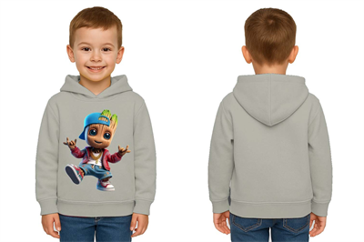 Unisex Groot Baskılı Çocuk Swaetshirt Kapüşonlu 3 İplik Şardonlu