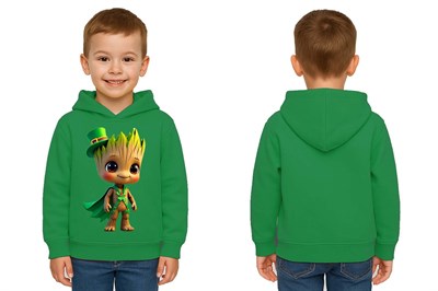 Unisex Groot Baskılı Çocuk Swaetshirt Kapüşonlu 3 İplik Şardonlu