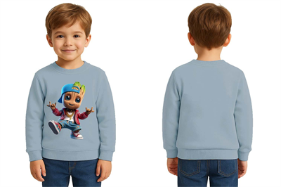 Unisex Groot Baskılı Çocuk Swaetshirt 3 İplik Şardonlu