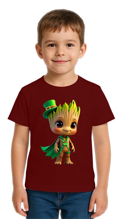 Unisex Groot Baskılı Çocuk Tişört pamuklu penye kumaş