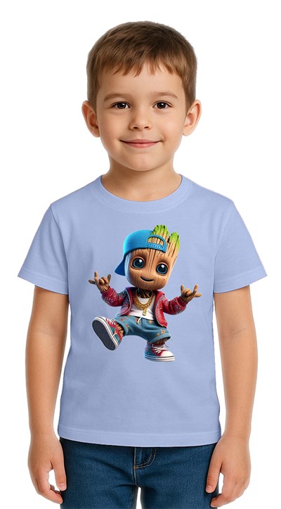 Unisex Groot Baskılı Çocuk Tişört pamuklu penye kumaş