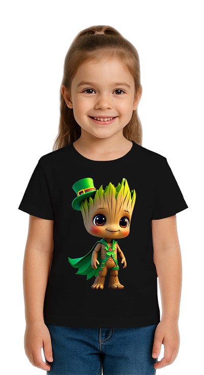 Unisex Groot Baskılı Çocuk Tişört pamuklu penye kumaş